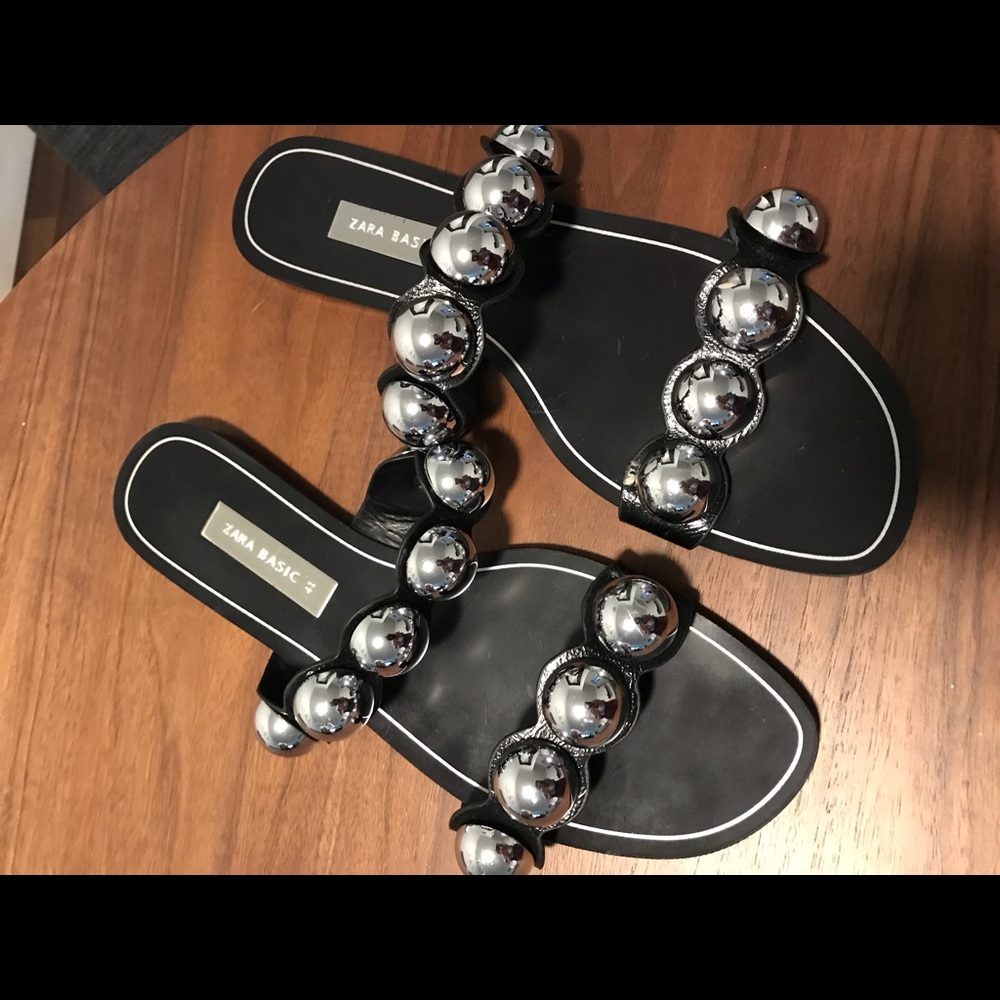 zara black sandals size 10